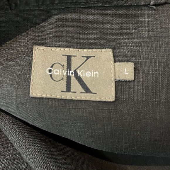 Calvin Klein Mid Length Jacket L Mens Black Full Zip Hooded Sun Faded Matrix - Picture 9 of 12